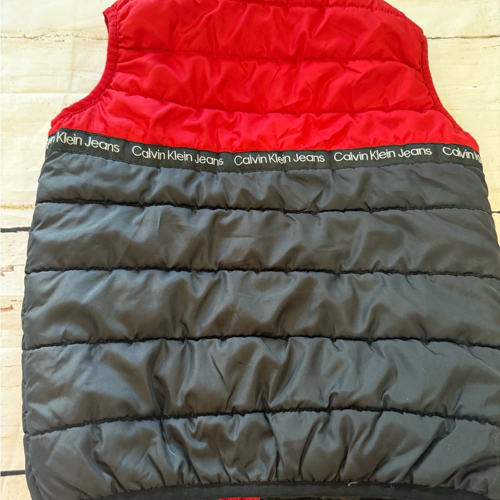 Calvin Klein Boys Red and Black Puffer Vest - Picture 2 of 4